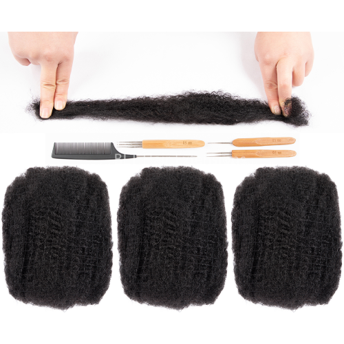 BLT high quality 100% human hair afro kinky bulk human hair for dreadlock hair extensions natural black